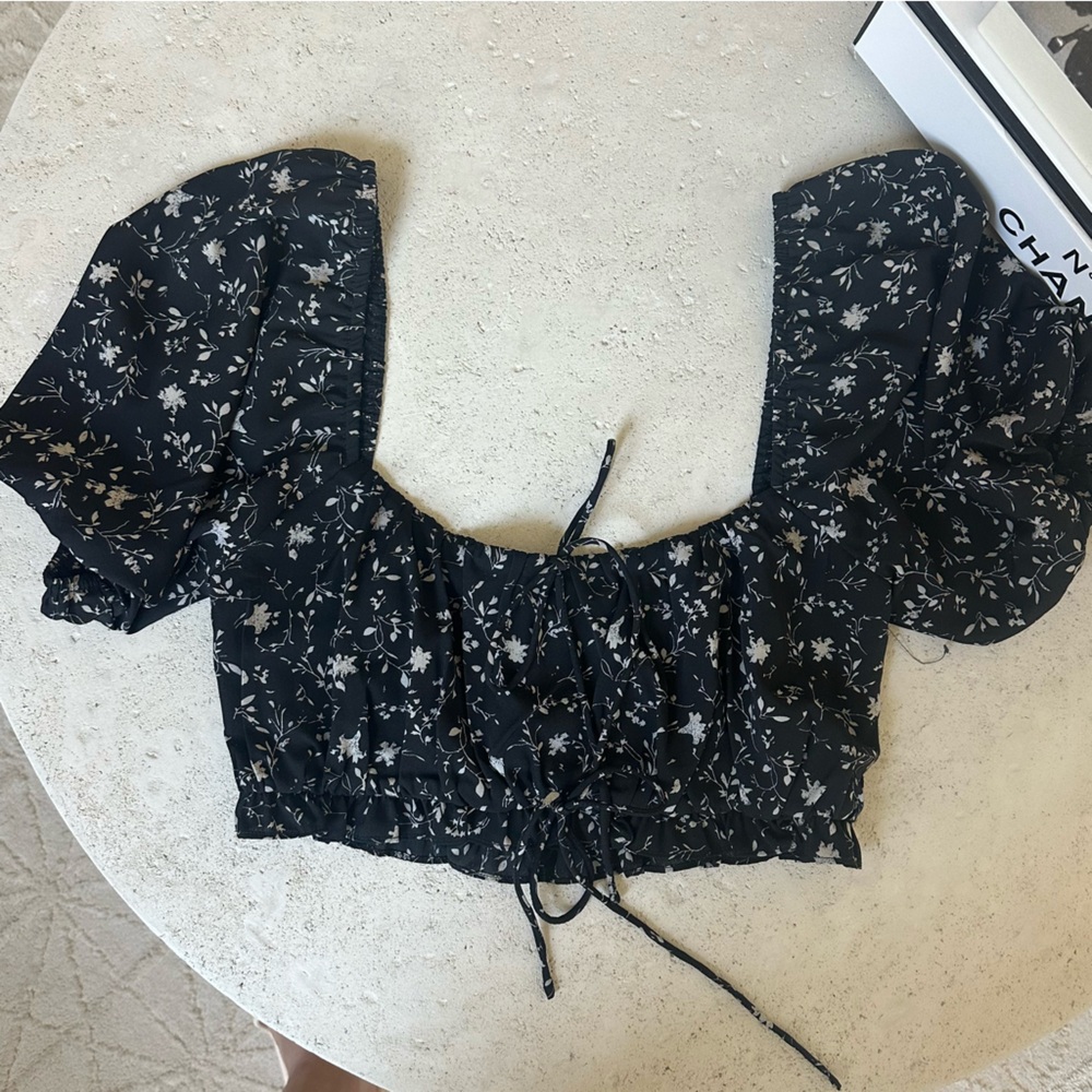 Beige Botany Black Floral Two Piece Skirt Set Size Small‎ - Picture 3 of 7